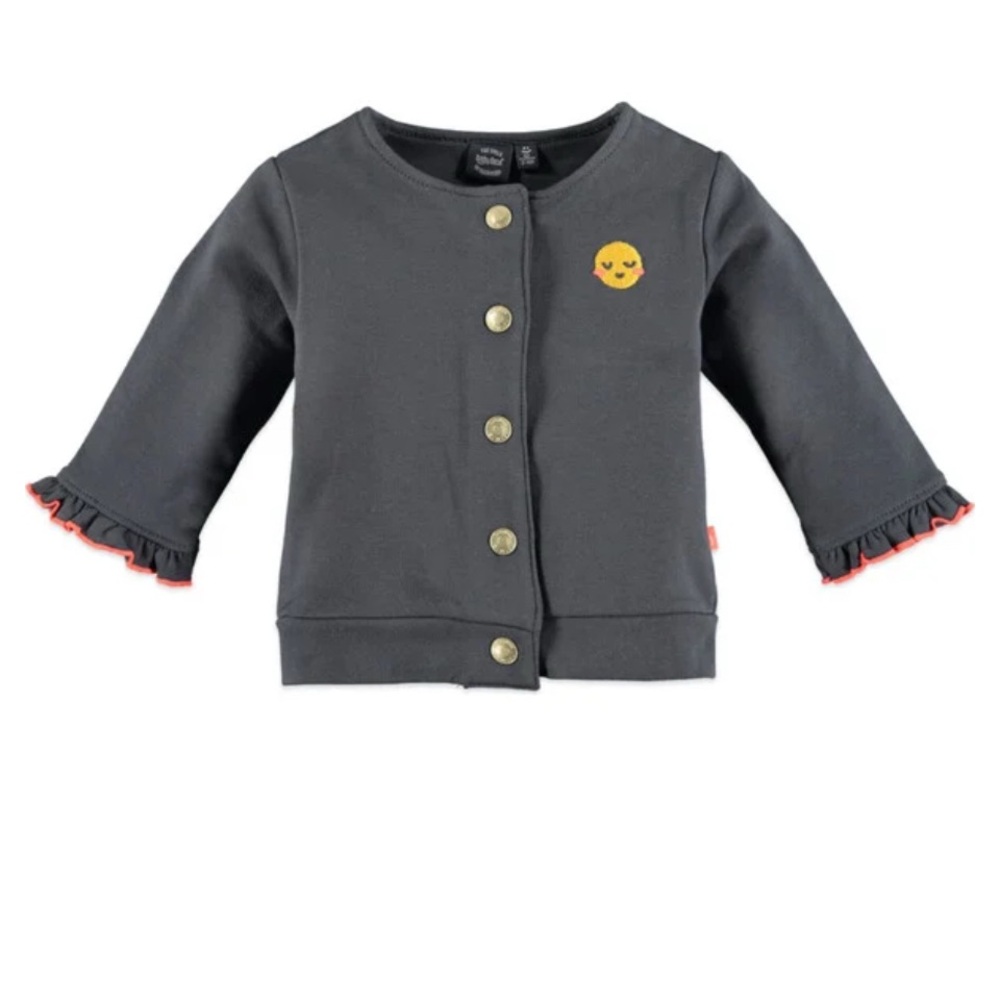 Kids Button Down long tee  with Ruffle and cardigan 2 piece set  organic cotton